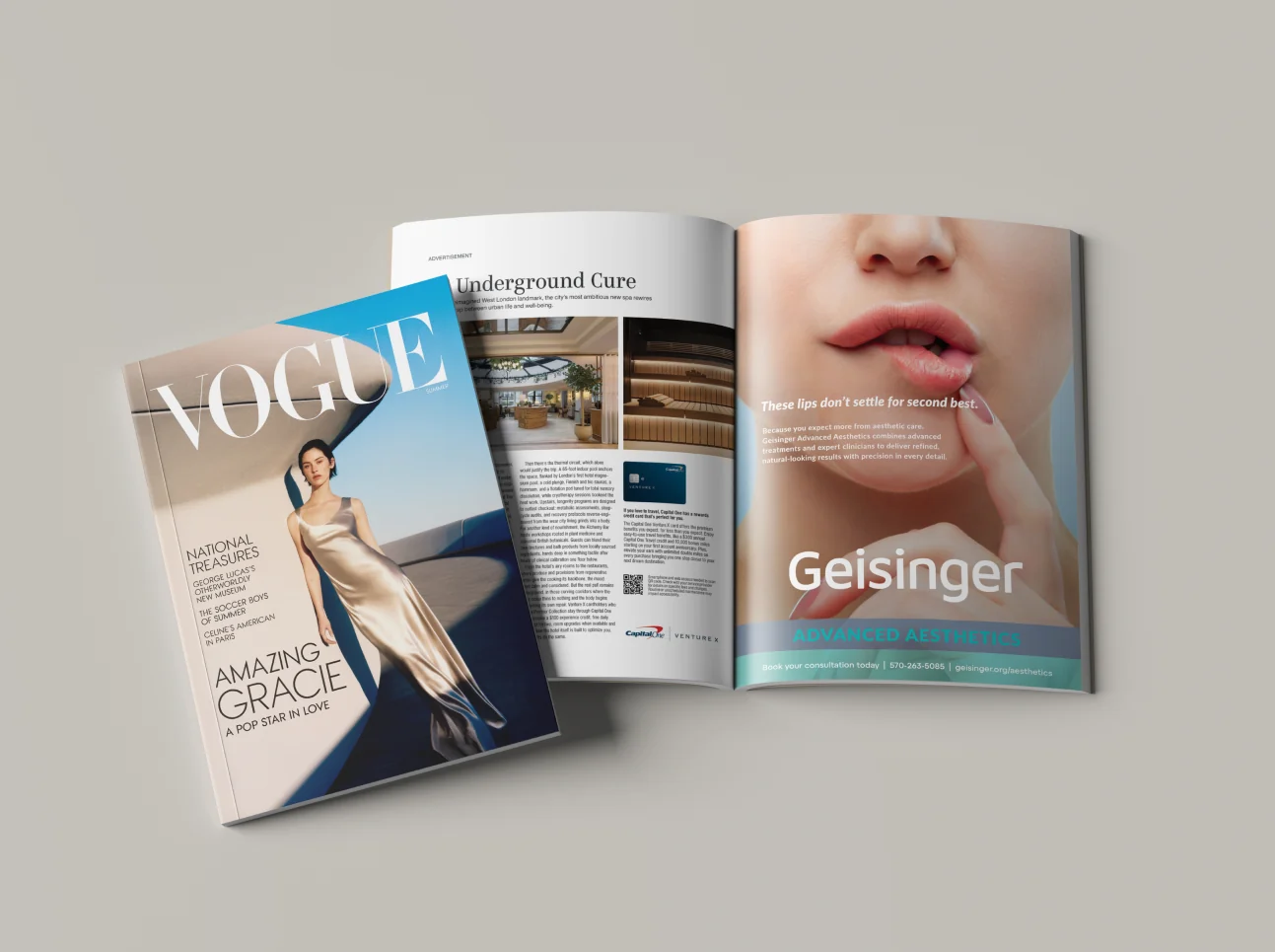Geisinger Advanced Aesthetics advertisement displayed in Vogue magazine