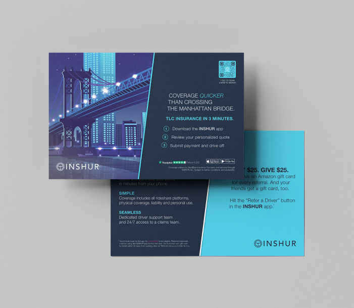 INSHUR direct mail postcard campaign mockup