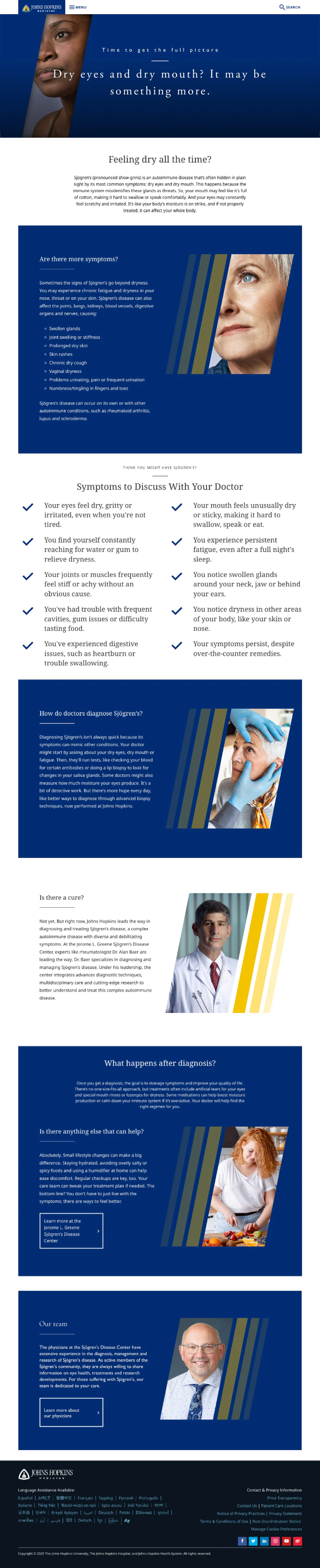 Johns Hopkins Sjögren’s: sjogrens site page